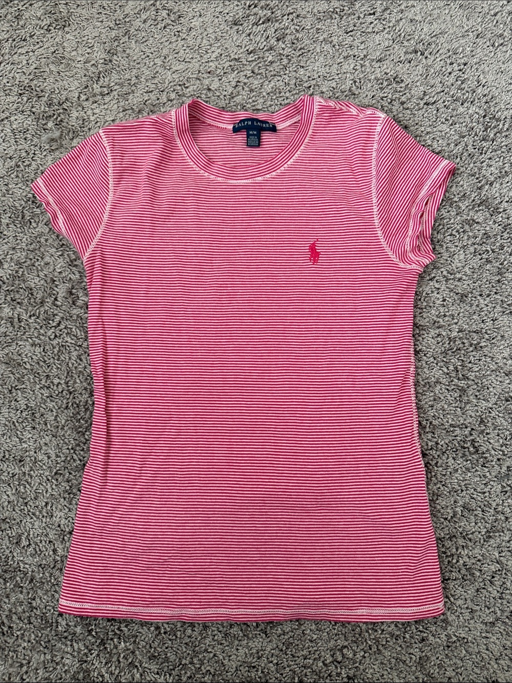 Ralph Lauren Pink & White Striped Short Sleeve Tee